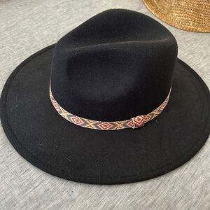 Black felt fedora with detail band